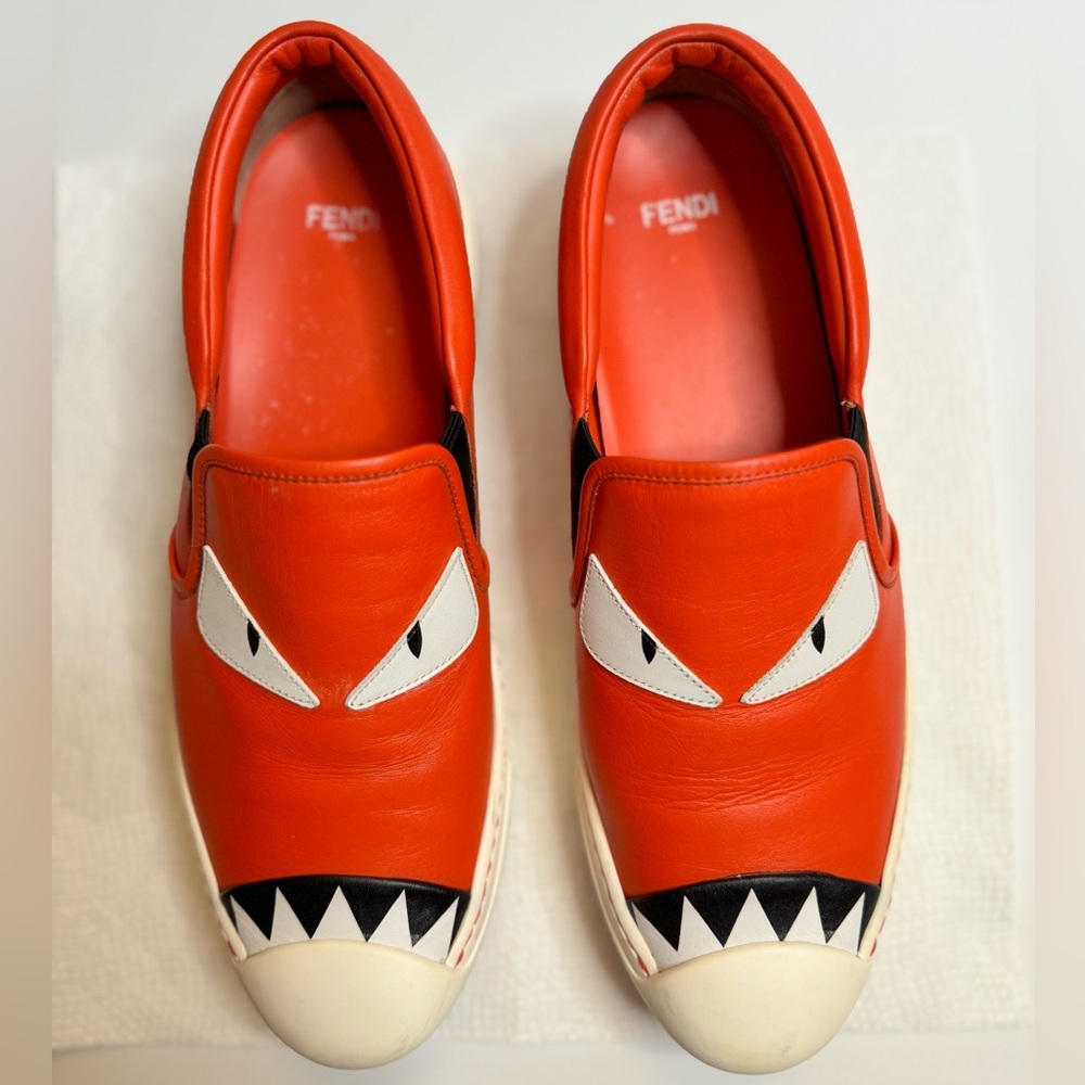 Red Monster leather Fendi shoes
